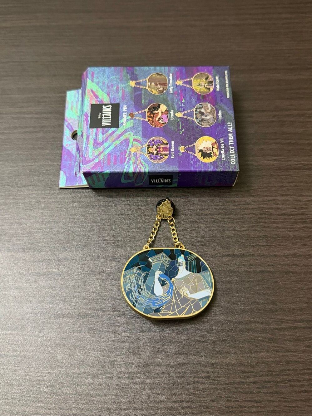 Disney Villains Stained Glass Scenes Dangling Blind Box Enamel Pin - Hades